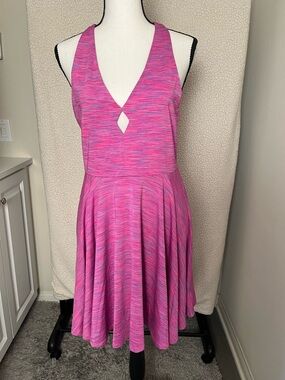 silence + noise Pink & Purple Space-Dye Fit-and-Flare Mini Dress